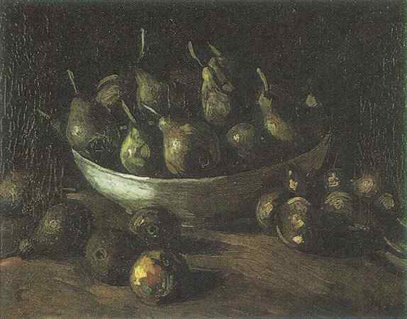 Still life with an Earthern bowl and pears (1885) – Vincent van Gogh Tablo