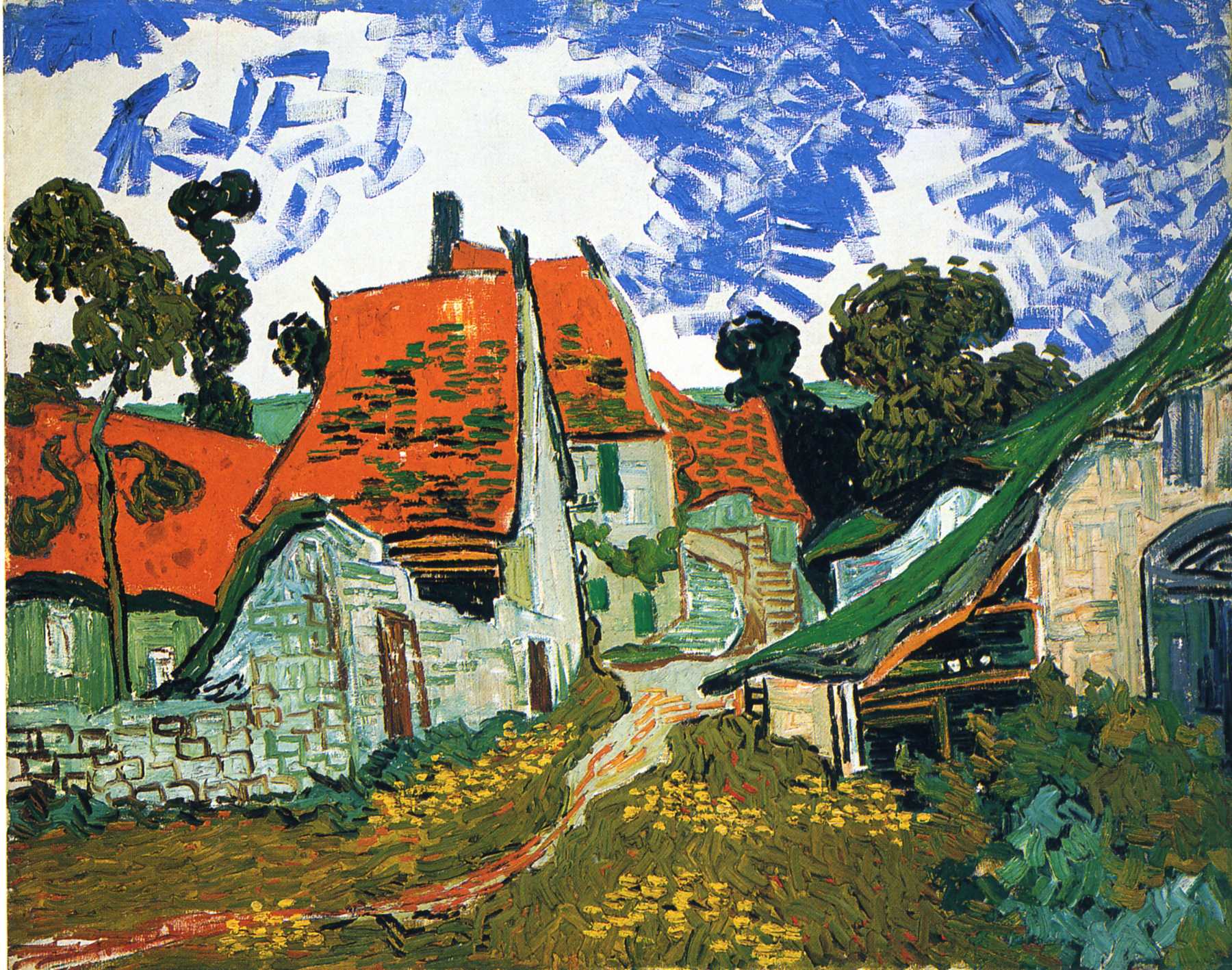 Street in Auvers sur Oise (1890) Vincent van Gogh tablo - Dekolata