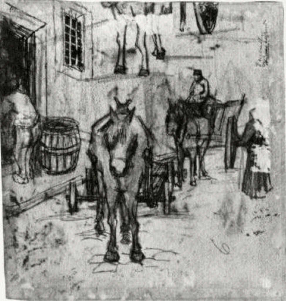 Studies of Donkey Carts (1882) Vincent van Gogh tablo - Dekolata