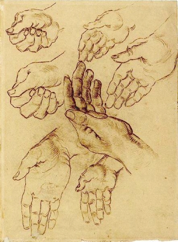 Study Sheet with Seven Hands (1885) Vincent van Gogh tablo - Dekolata