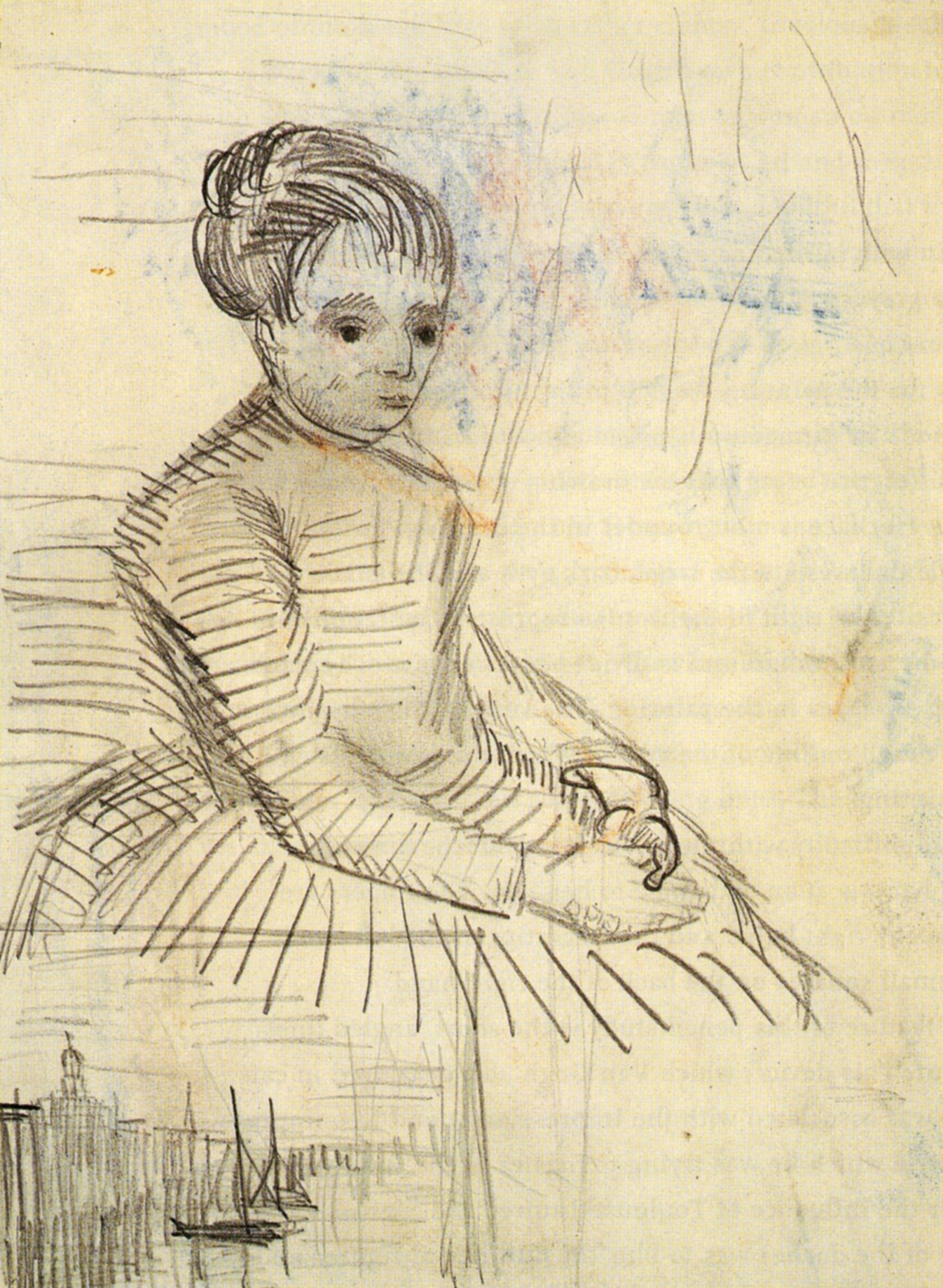 Study for Woman Sitting by a Cradle (1887) Vincent van Gogh tablo - Dekolata