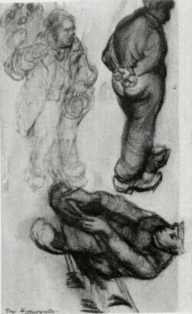 Study of Three Peasants, One Sitting (1885) Vincent van Gogh tablo - Dekolata