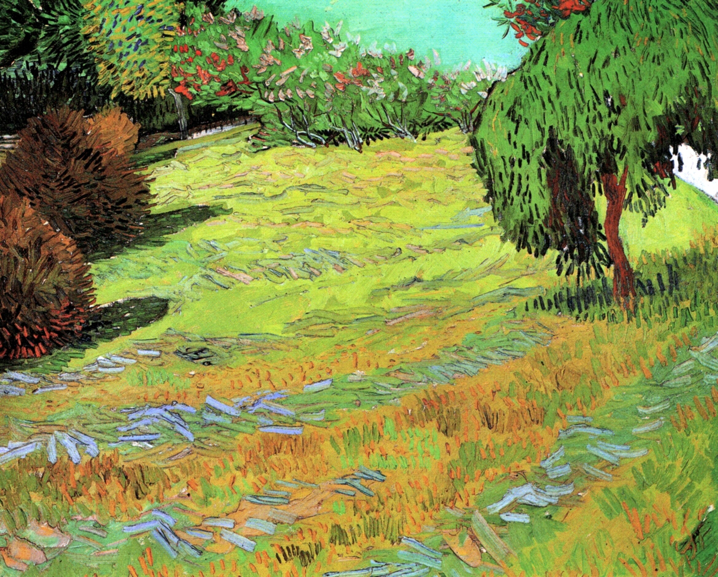 Sunny Lawn in a Public Park (1888) Vincent van Gogh tablo - Dekolata