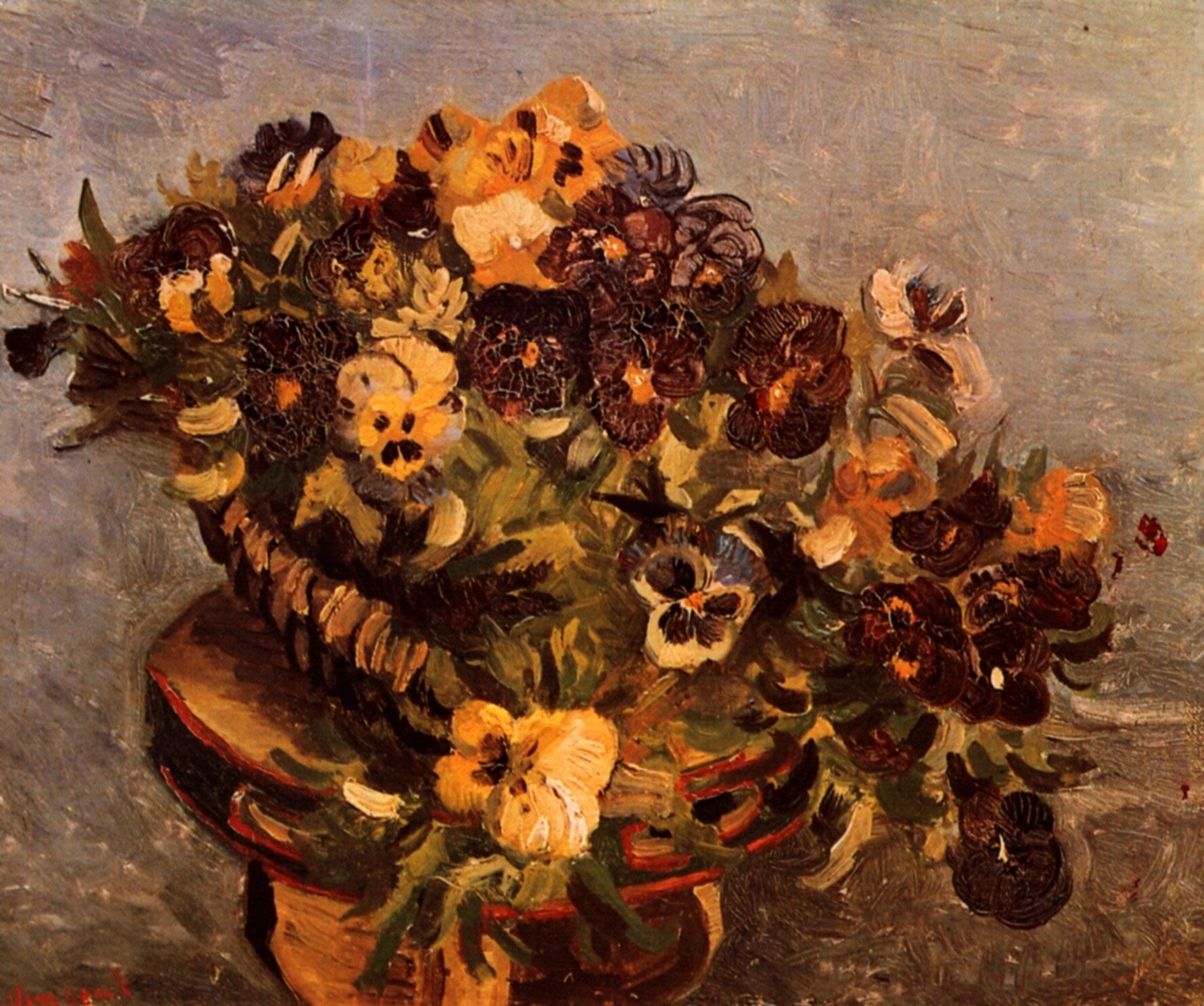 Tambourine with Pansies (1886) Vincent van Gogh tablo - Dekolata