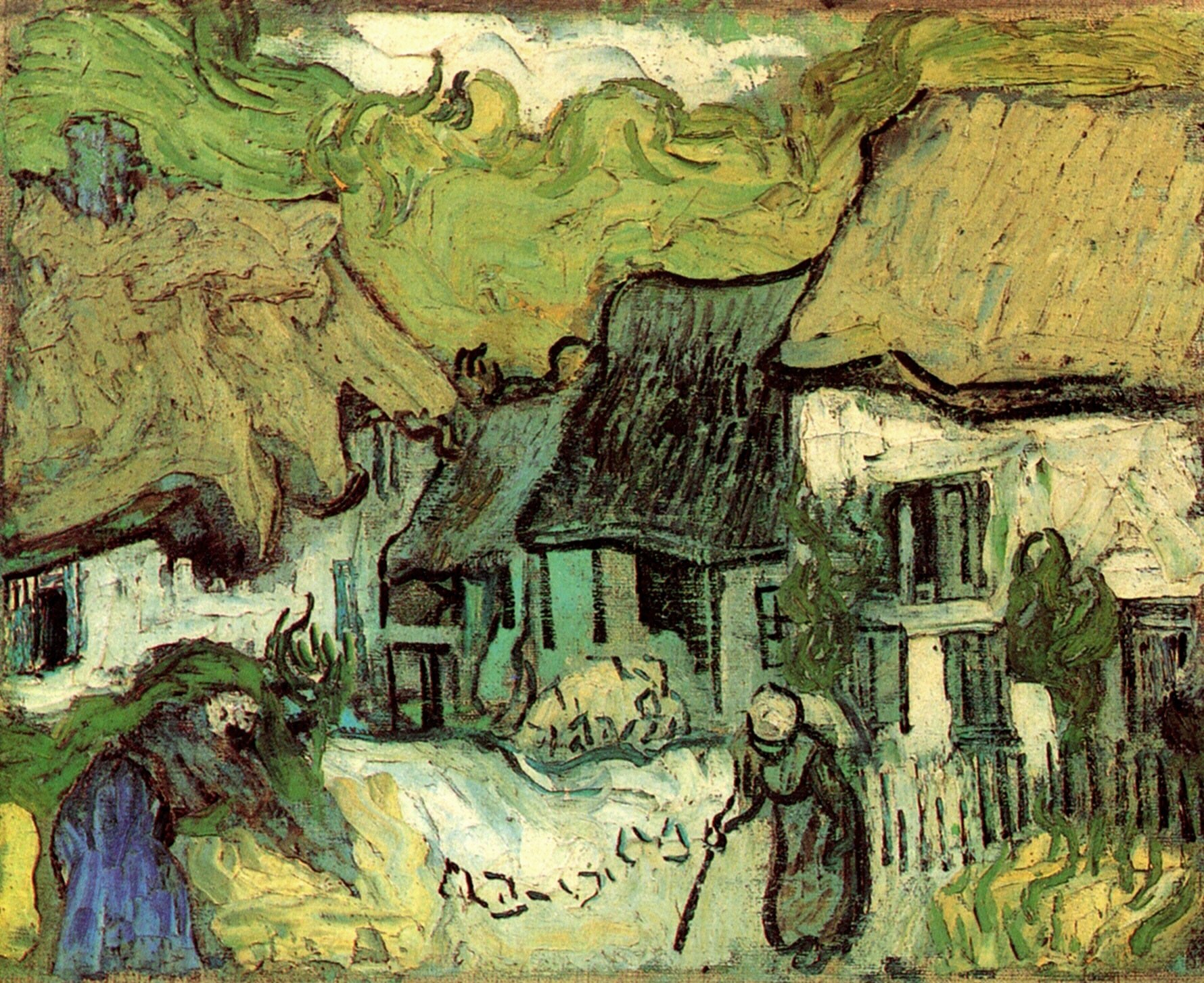 Thatched Cottages in Jorgus (1890) Vincent van Gogh tablo - Dekolata