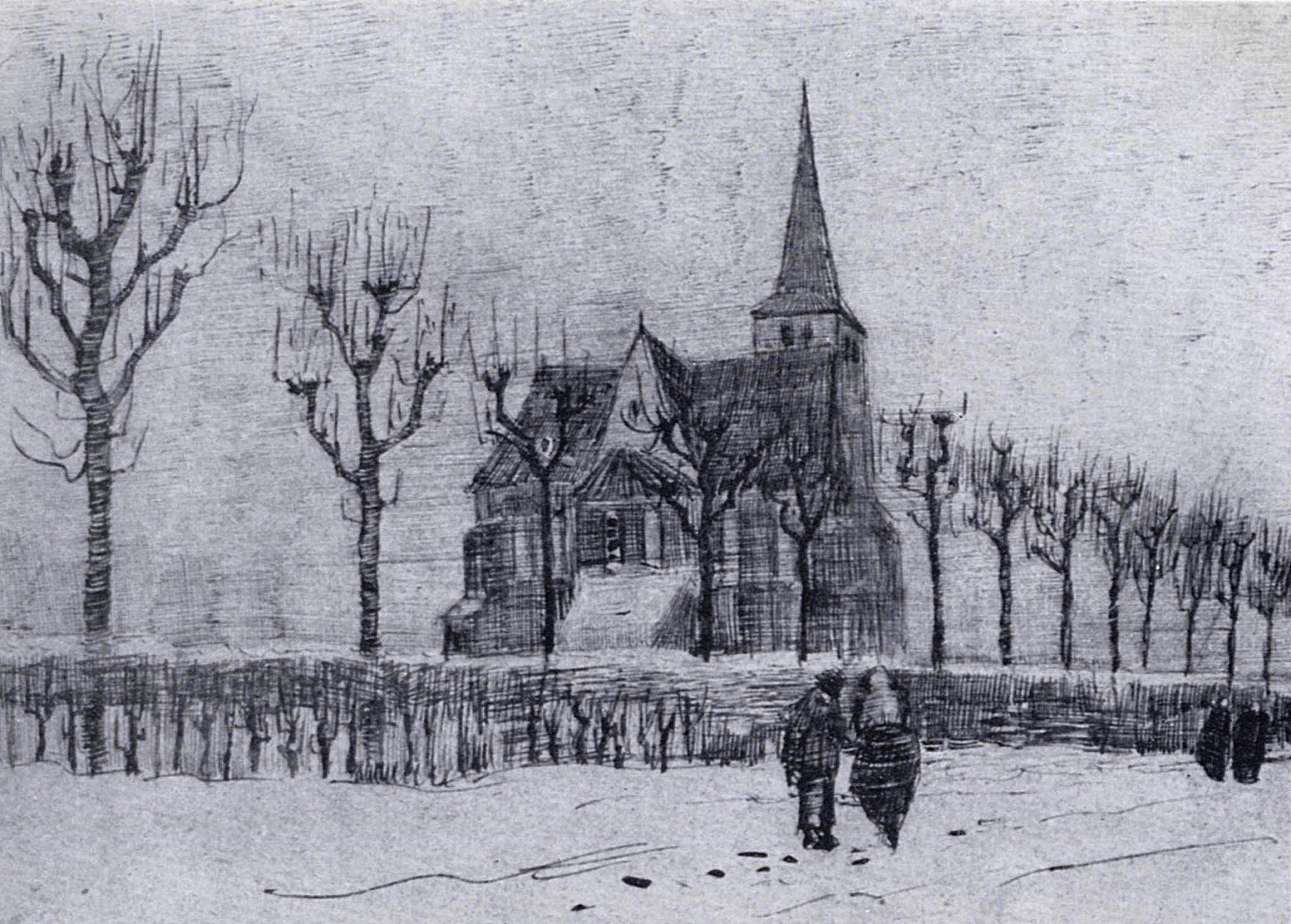 The Church in Nuenen in Winter (1883) Vincent van Gogh tablo - Dekolata