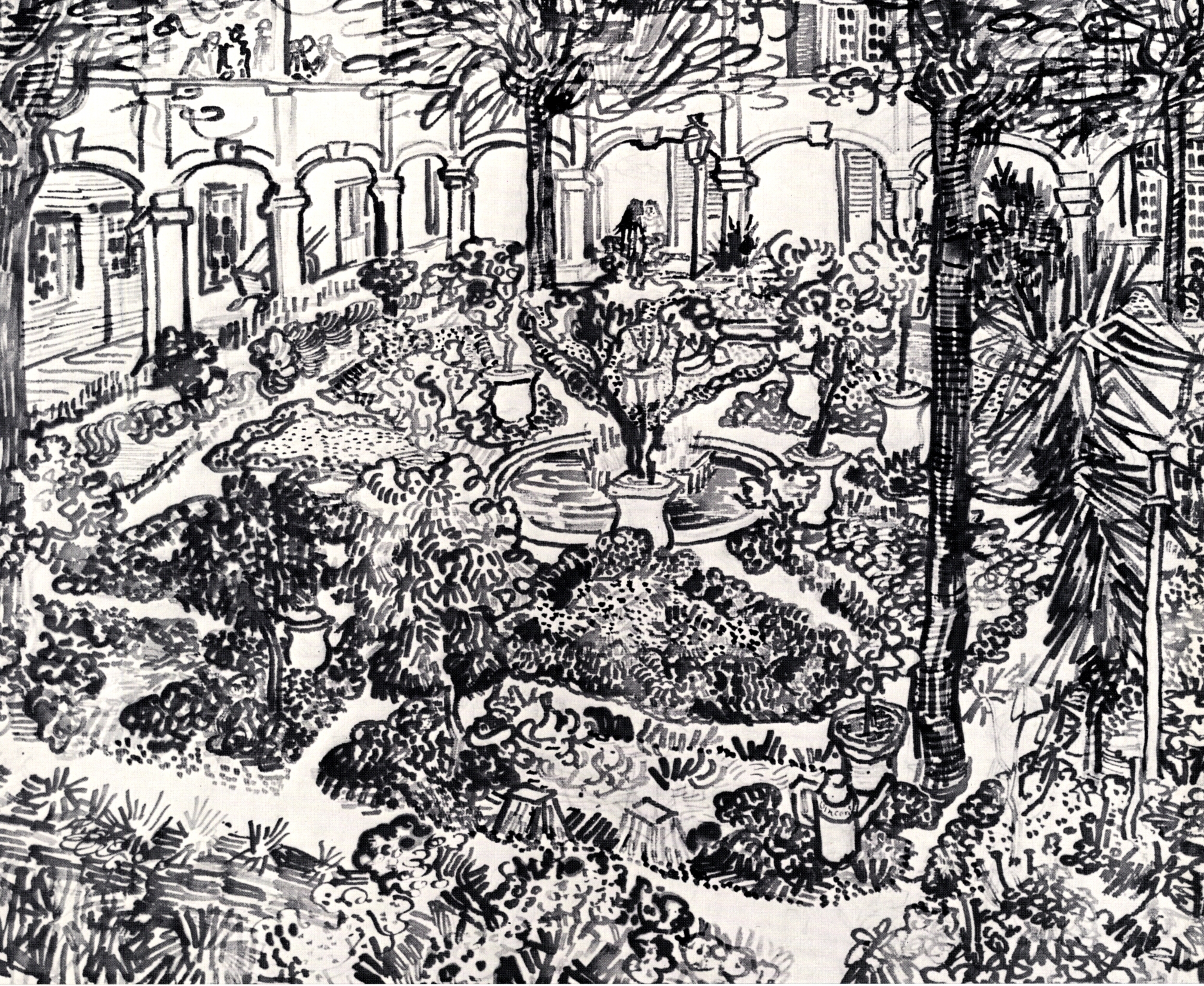 The Courtyard of the Hospital at Arles (1889) Vincent van Gogh tablo - Dekolata