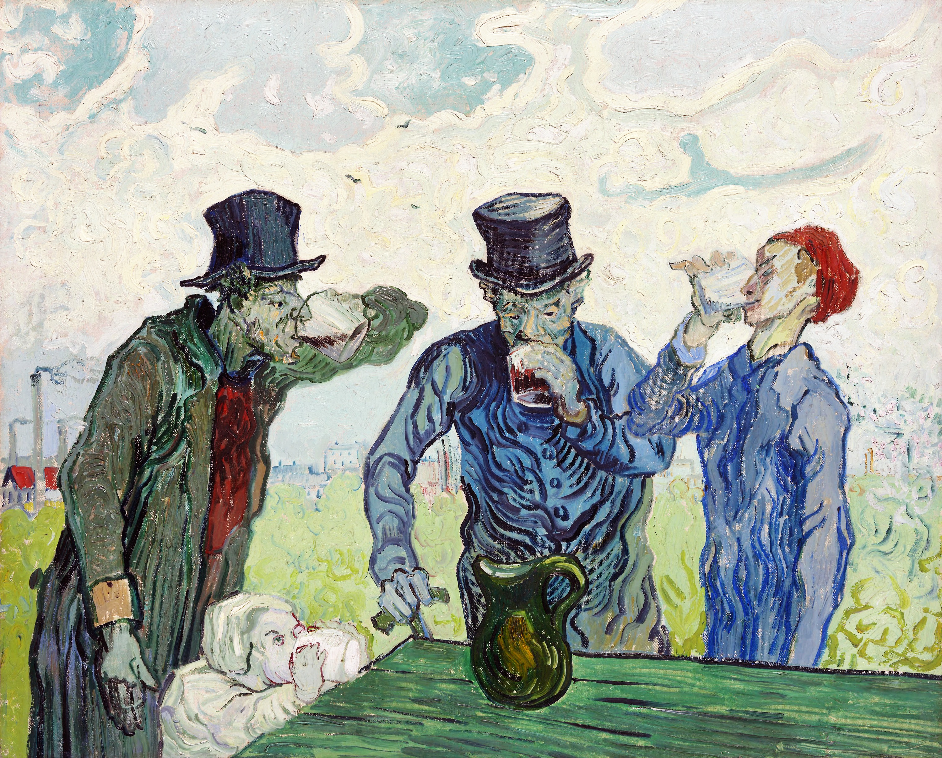 The Drinkers (after Daumier) (1890) Vincent van Gogh tablo - Dekolata