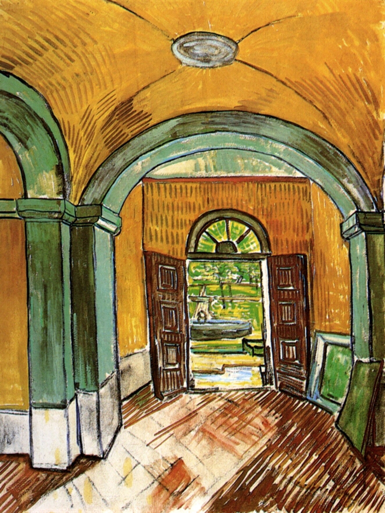 The Entrance Hall of Saint Paul Hospital (1889) Vincent van Gogh tablo - Dekolata