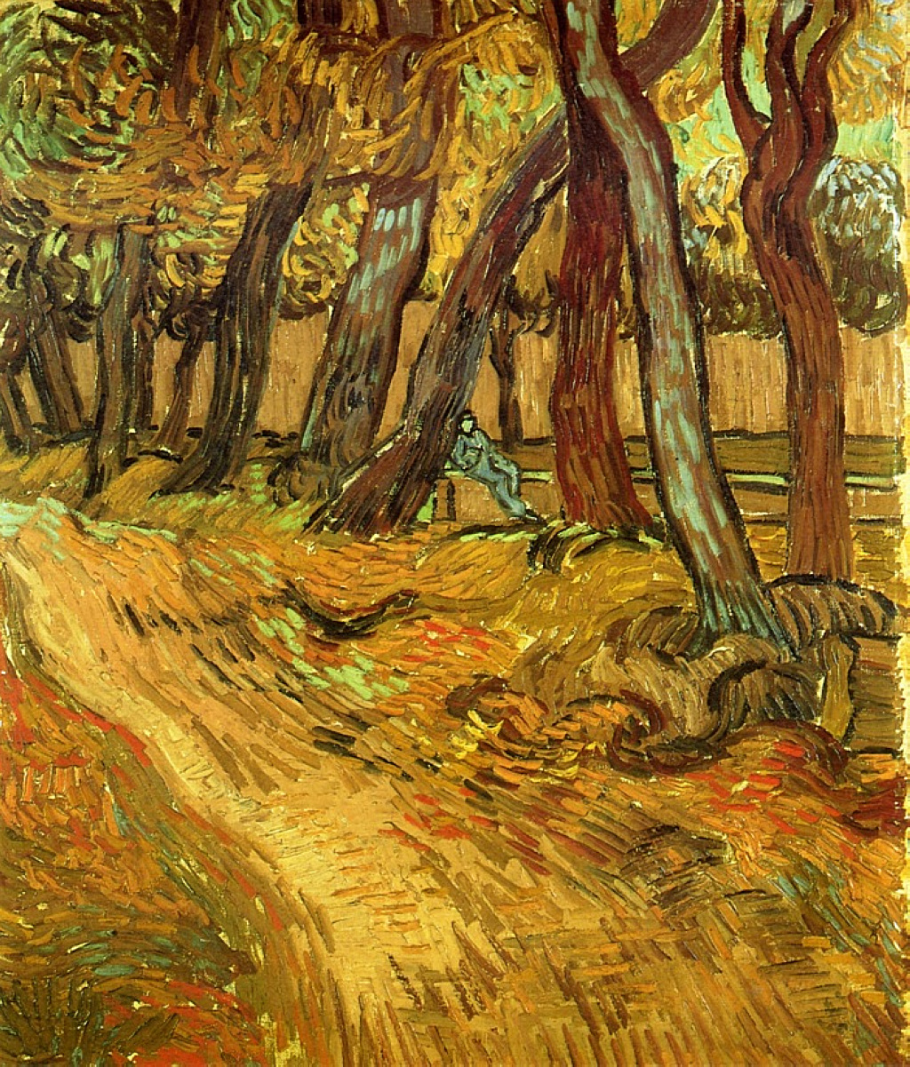 The Garden of Saint Paul Hospital with Figure (1889) Vincent van Gogh tablo - Dekolata