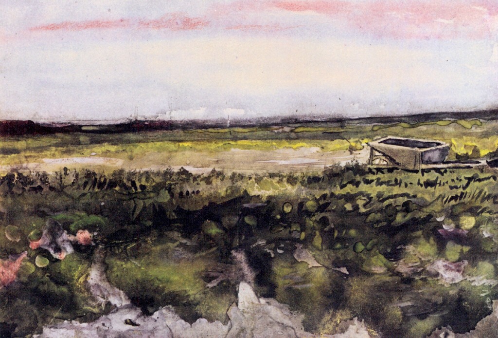 The Heath with a Wheelbarrow (1883) Vincent van Gogh tablo - Dekolata