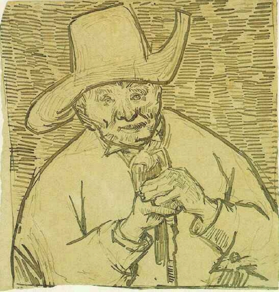 The Old Peasant Patience Escalier with Walking Stick, Half Figure (1888) Vincent van Gogh tablo - Dekolata
