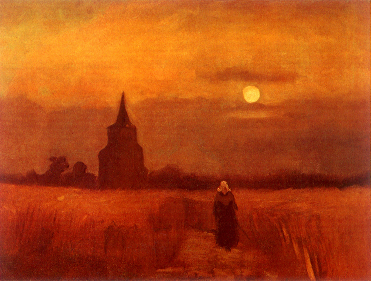 The Old Tower in the Fields (1884) Vincent van Gogh tablo - Dekolata
