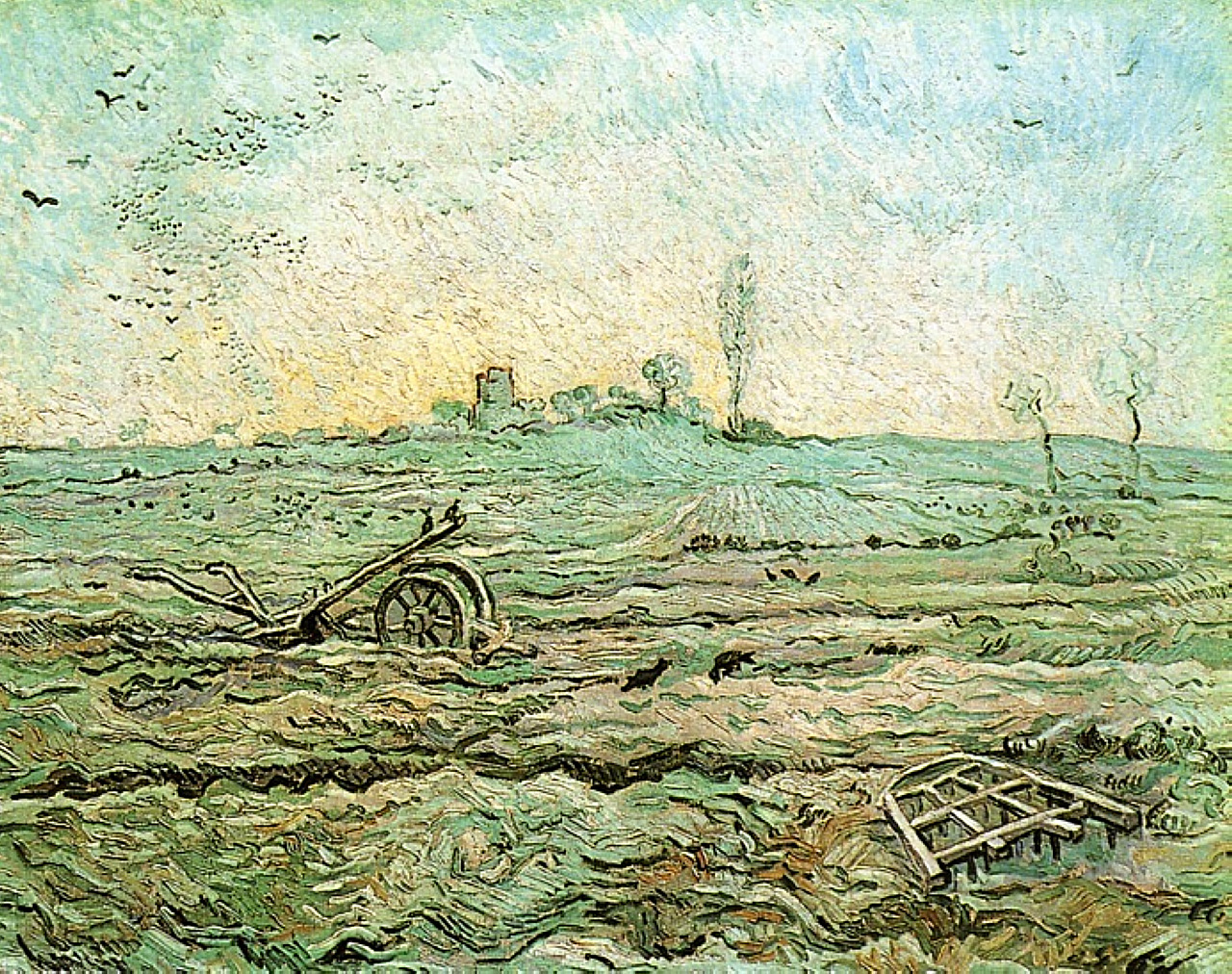 The Plough and the Harrow (after Millet) (1890) Vincent van Gogh tablo - Dekolata