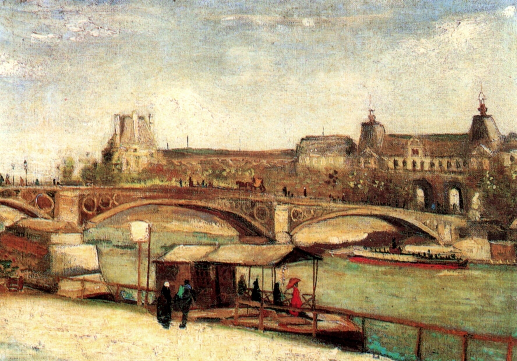 The Pont du Carrousel and the Louvre (1886) – Vincent van Gogh Tablo