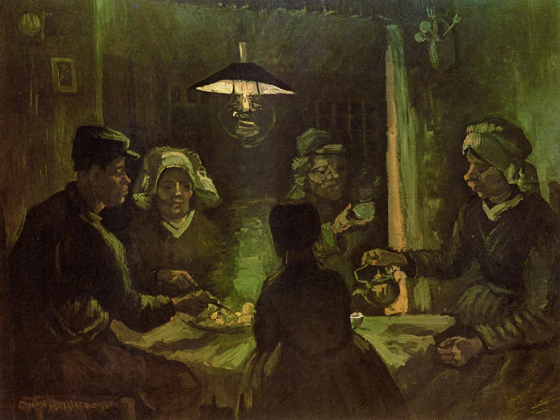 The Potato Eaters (preliminary oil sketch) (1885) Vincent van Gogh tablo - Dekolata