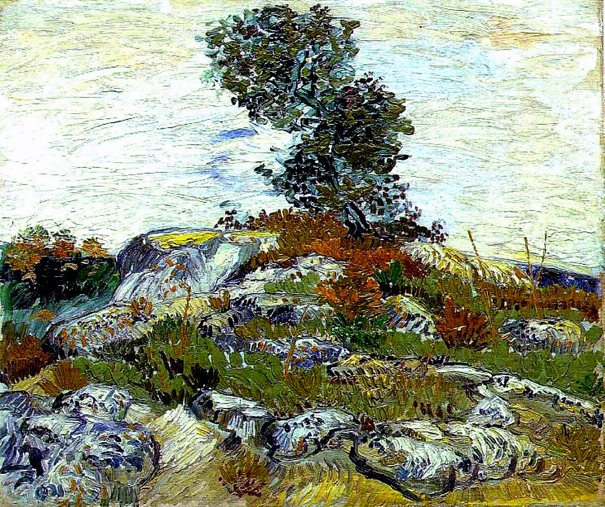 The Rocks with Oak tree (1888) Vincent van Gogh tablo - Dekolata