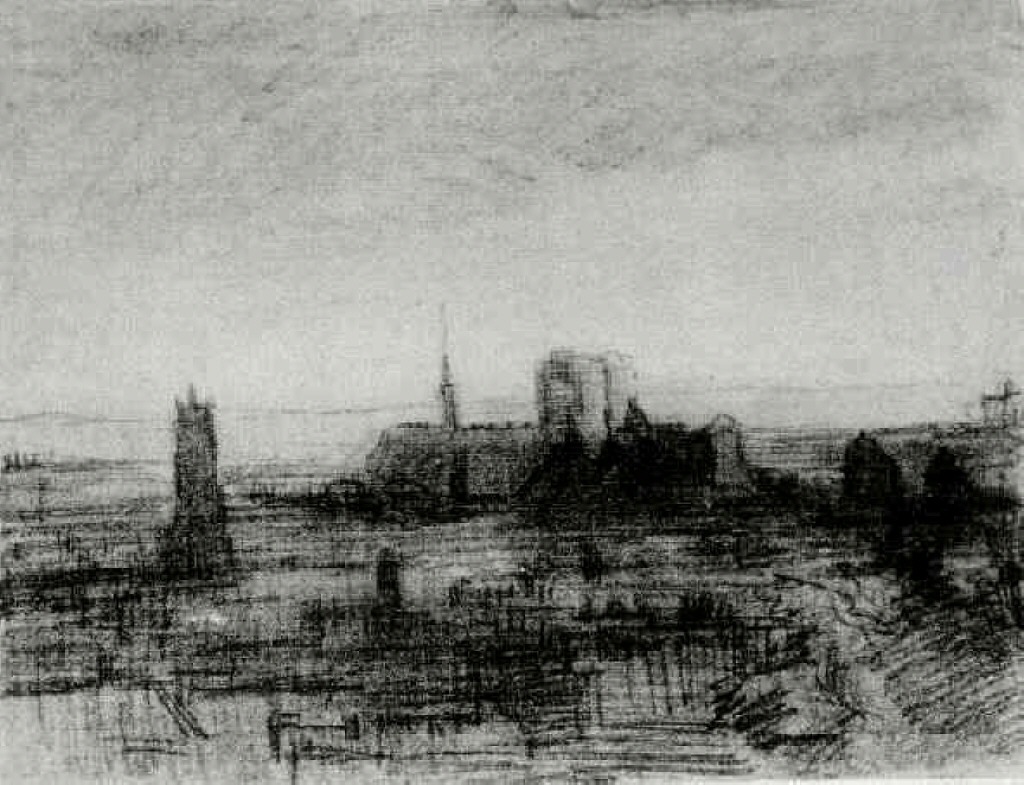 The Roofs of Paris and Notre Dame (1886) Vincent van Gogh tablo - Dekolata