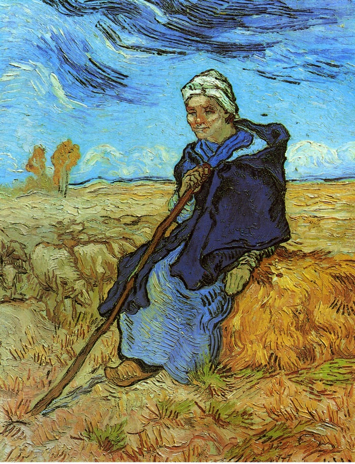The Shepherdess (after Millet) (1889) Vincent van Gogh tablo - Dekolata