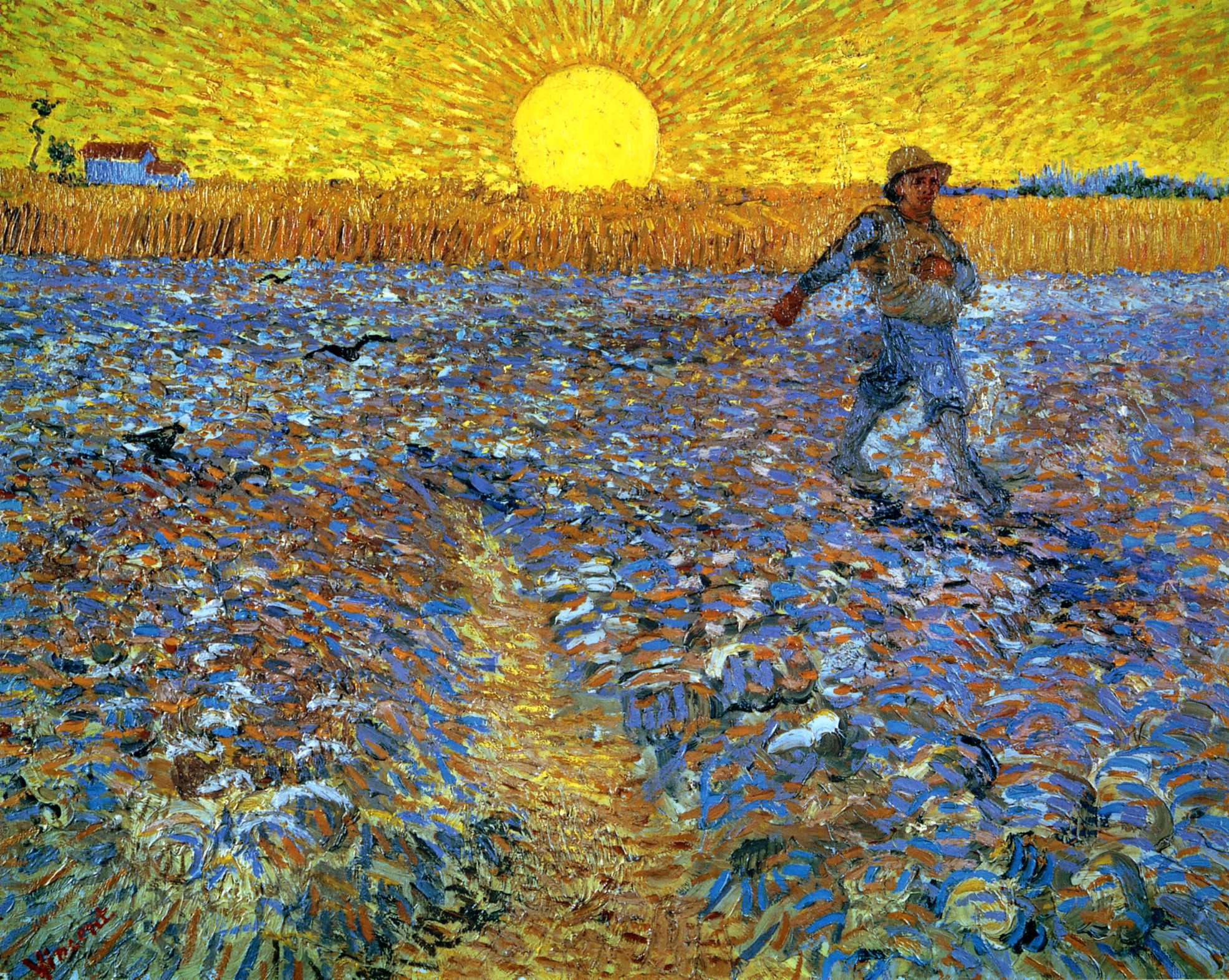 The Sower (Sower with Setting Sun) (1888) Vincent van Gogh tablo - Dekolata