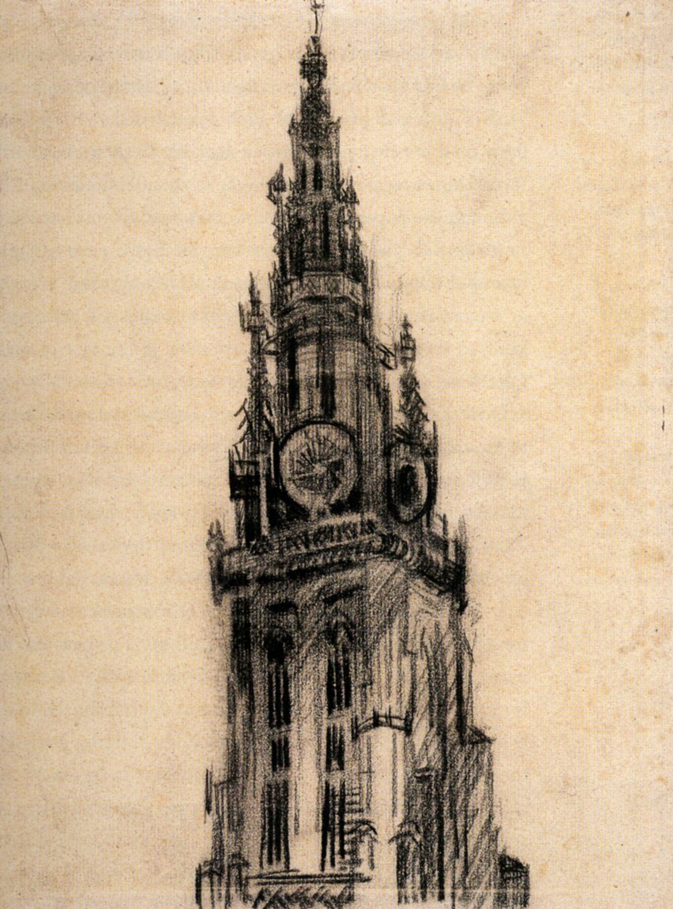 The Spire of the Church of Our Lady (1885) Vincent van Gogh tablo - Dekolata