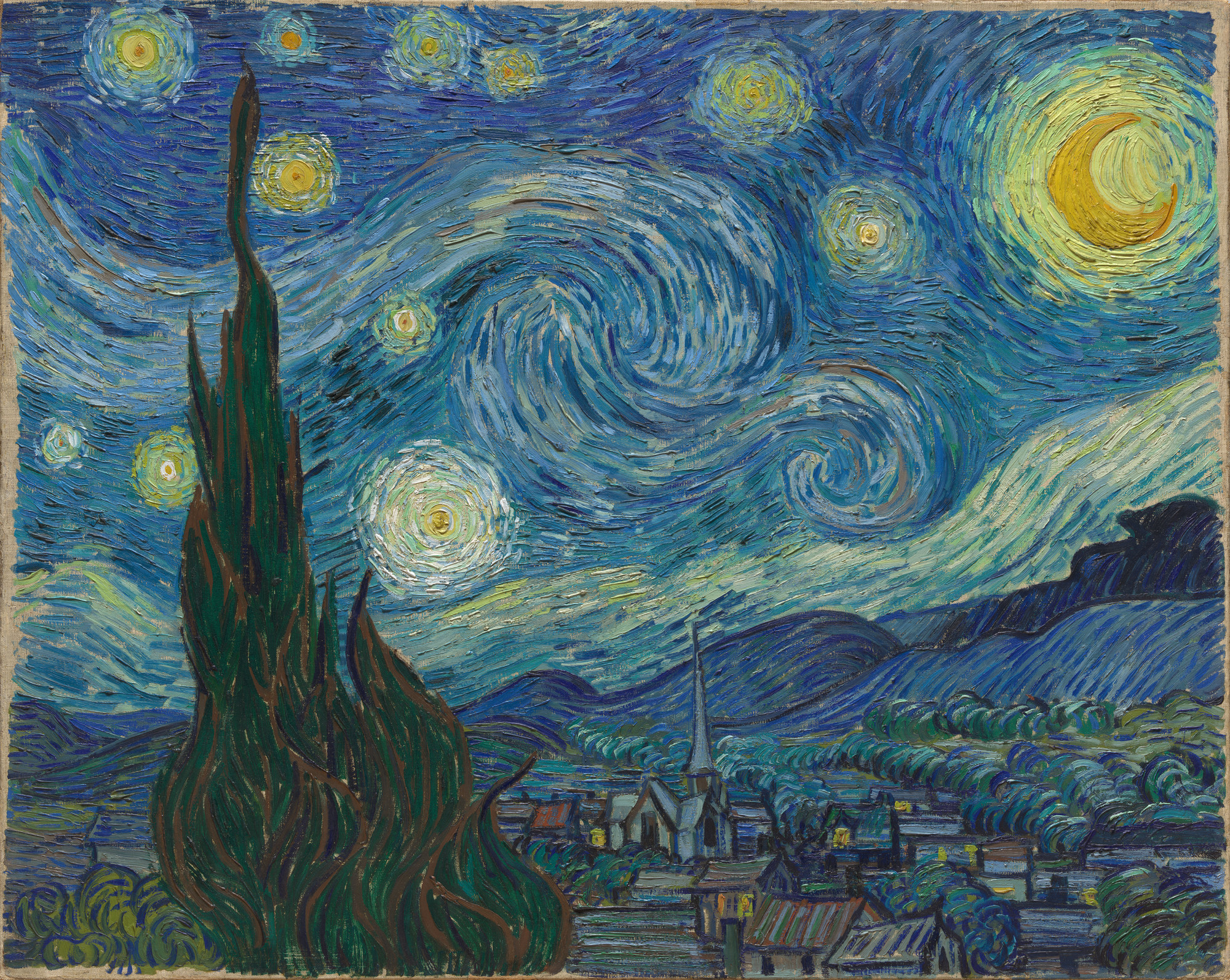 The Starry Night (1889) Vincent van Gogh tablo - Dekolata