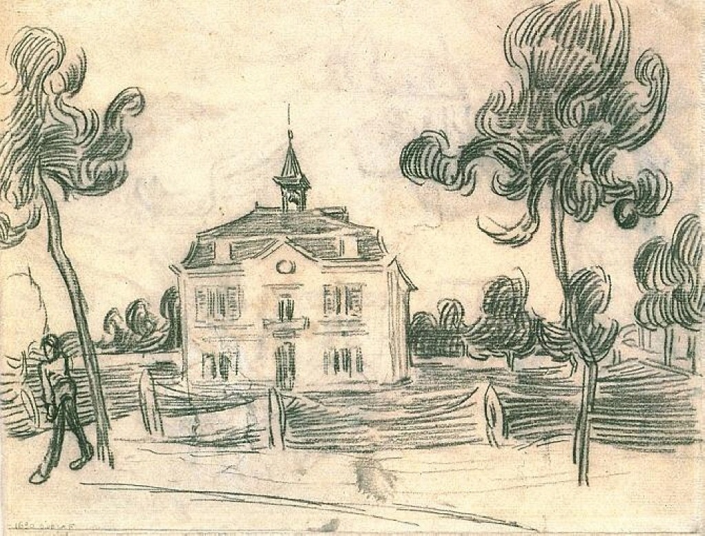 The Town Hall at Auvers (1890) Vincent van Gogh tablo - Dekolata