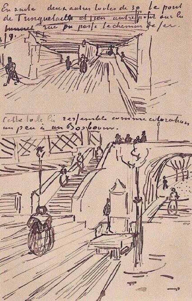 The Viaduct and the Trinquetaille Bridge (1888) Vincent van Gogh tablo - Dekolata