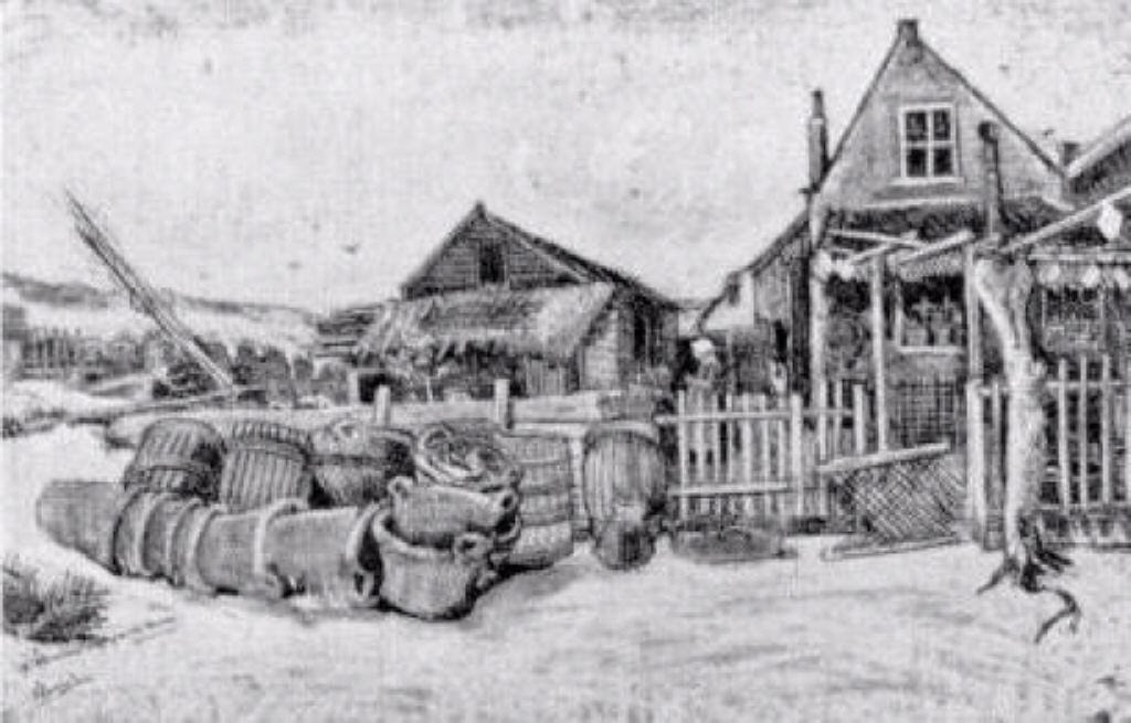 The fish drying barn at Scheveningen (1882) Vincent van Gogh tablo - Dekolata