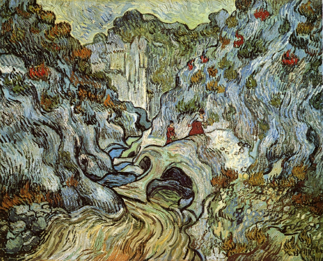 The ravine of the Peyroulets (1889) Vincent van Gogh tablo - Dekolata