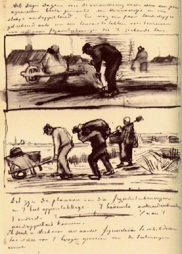 Three Persons Returning from the Potato Field (1883) Vincent van Gogh tablo - Dekolata