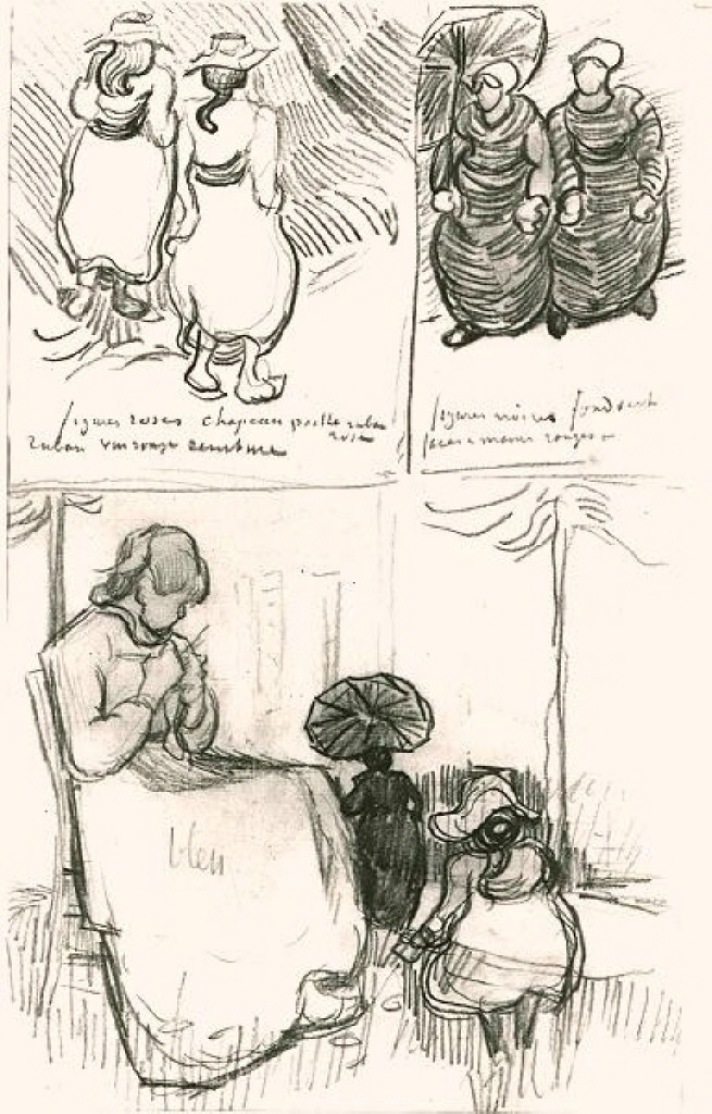 Three Studies (1890) Vincent van Gogh tablo - Dekolata