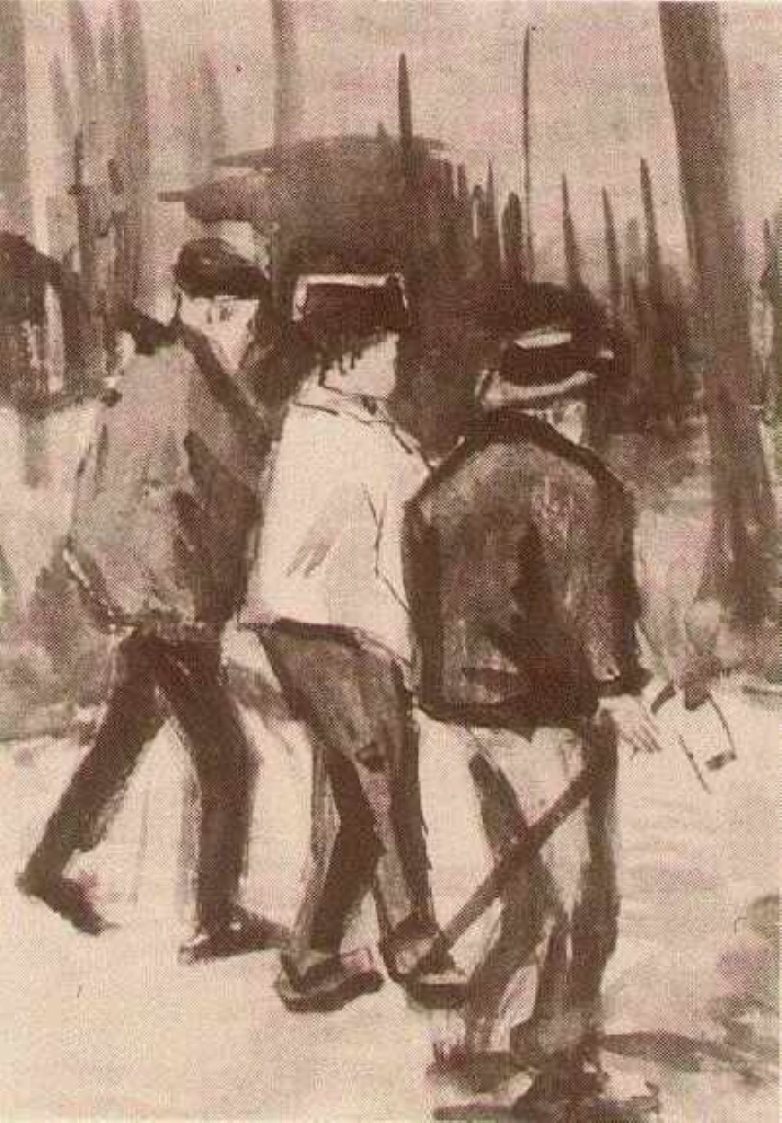 Three Woodcutters Walking (1884) Vincent van Gogh tablo - Dekolata