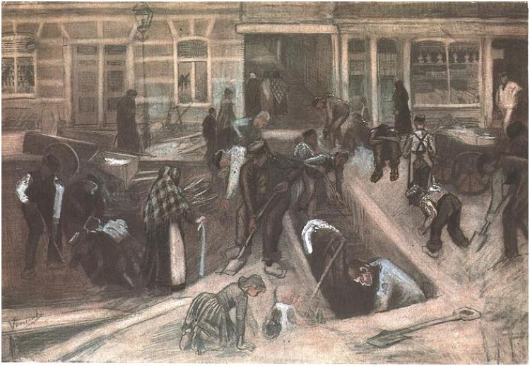 Torn Up Street with Diggers (1882) Vincent van Gogh tablo - Dekolata