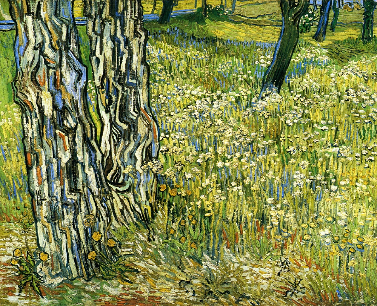 Tree Trunks in the Grass (1890) Vincent van Gogh tablo - Dekolata