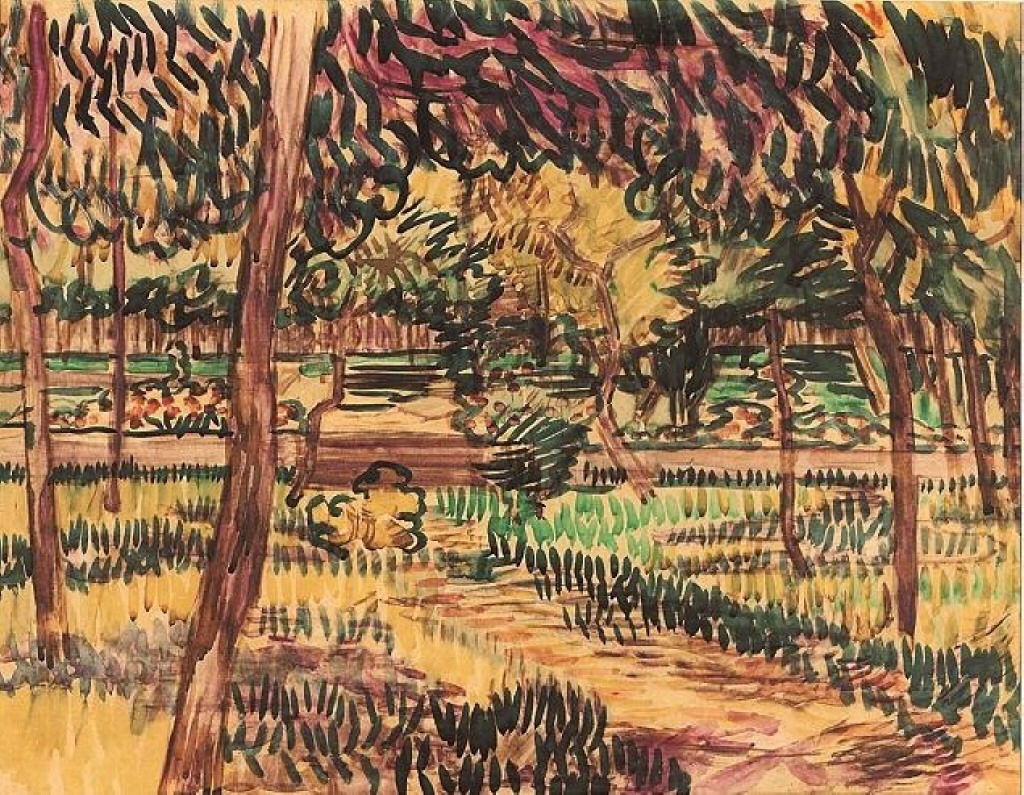 Trees in the Garden of the Asylum (1889) Vincent van Gogh tablo - Dekolata