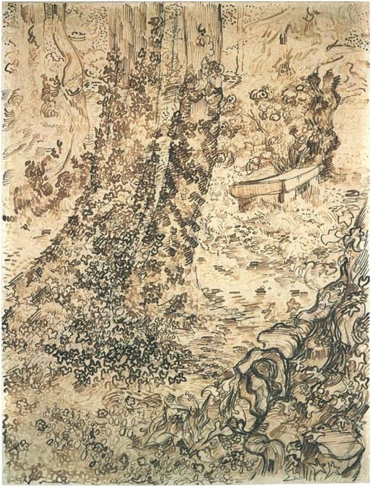 Trees with Ivy (1889) – Vincent van Gogh Tablo