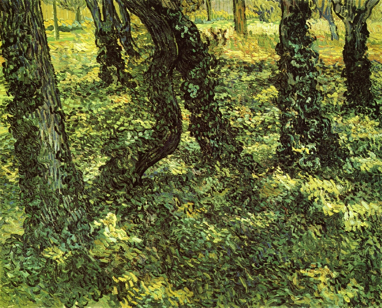 Trunks of Trees with Ivy (1889) Vincent van Gogh tablo - Dekolata