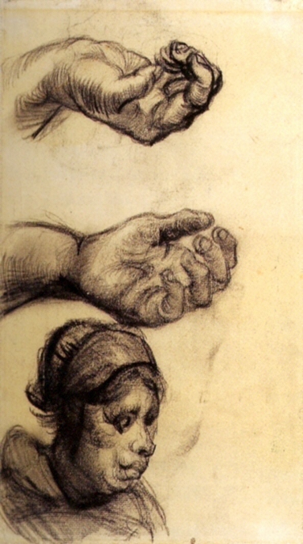 Two Hands and a Woman s Head (1885) Vincent van Gogh tablo - Dekolata