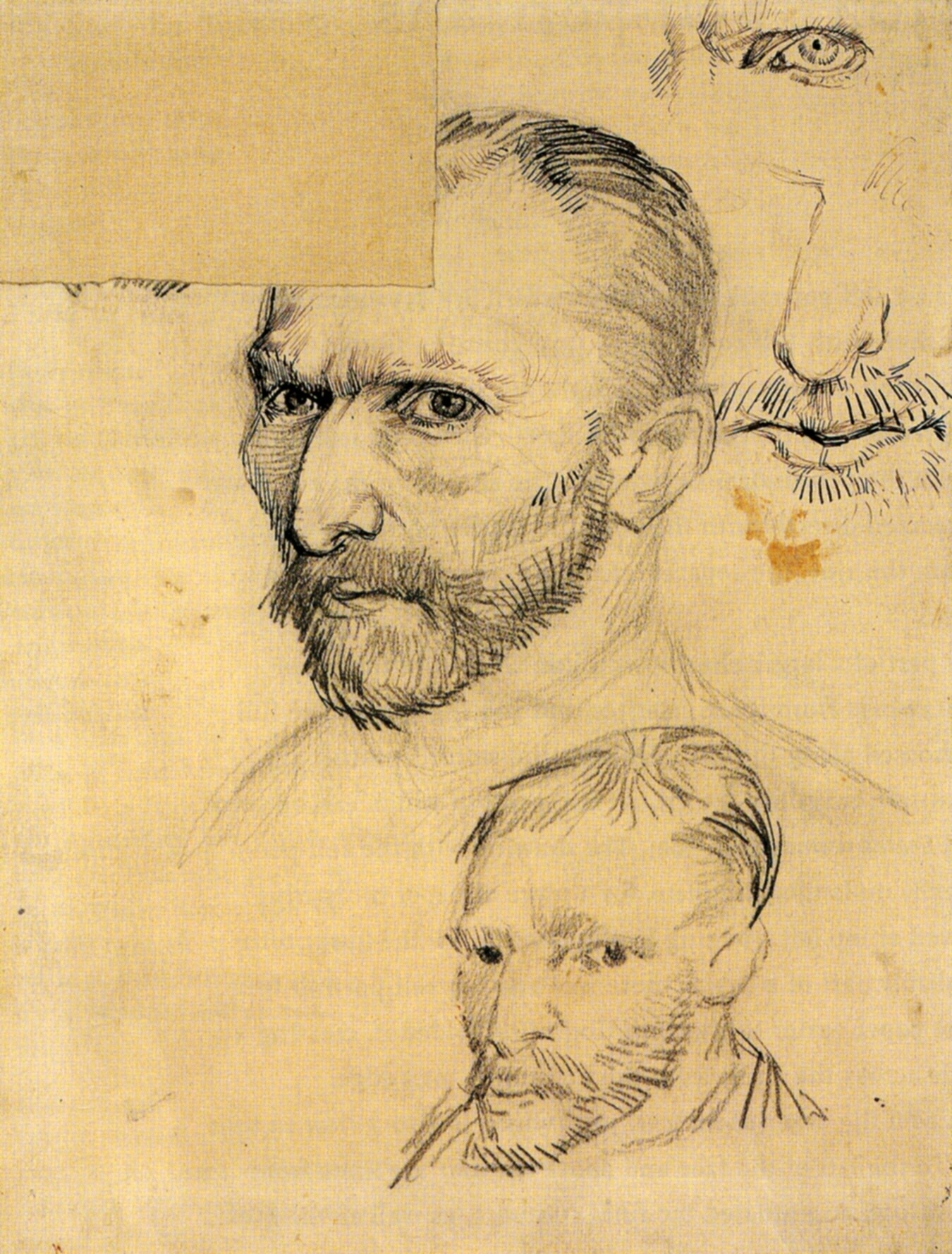 Two Self Portraits and Several Details (1886) Vincent van Gogh tablo - Dekolata