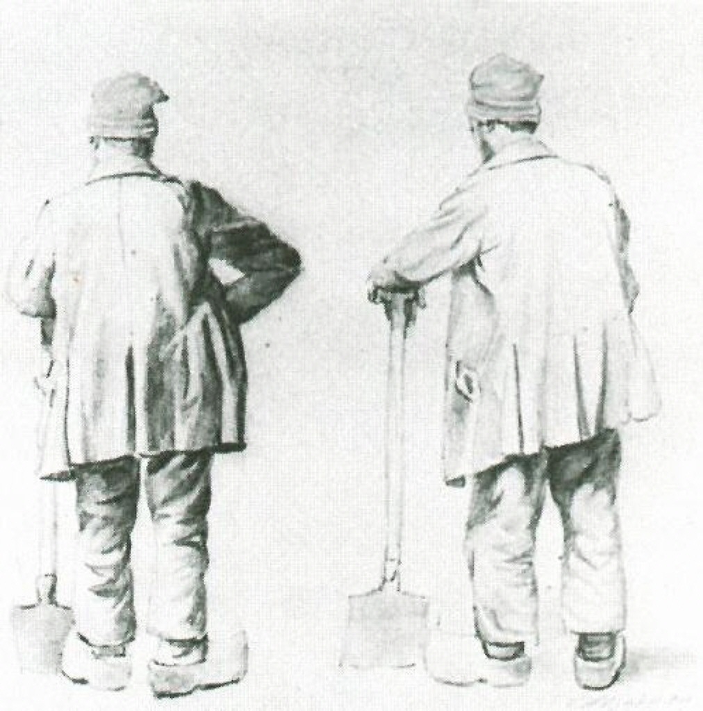 Two Sketches of a Man Leaning on His Spade (1867) Vincent van Gogh tablo - Dekolata