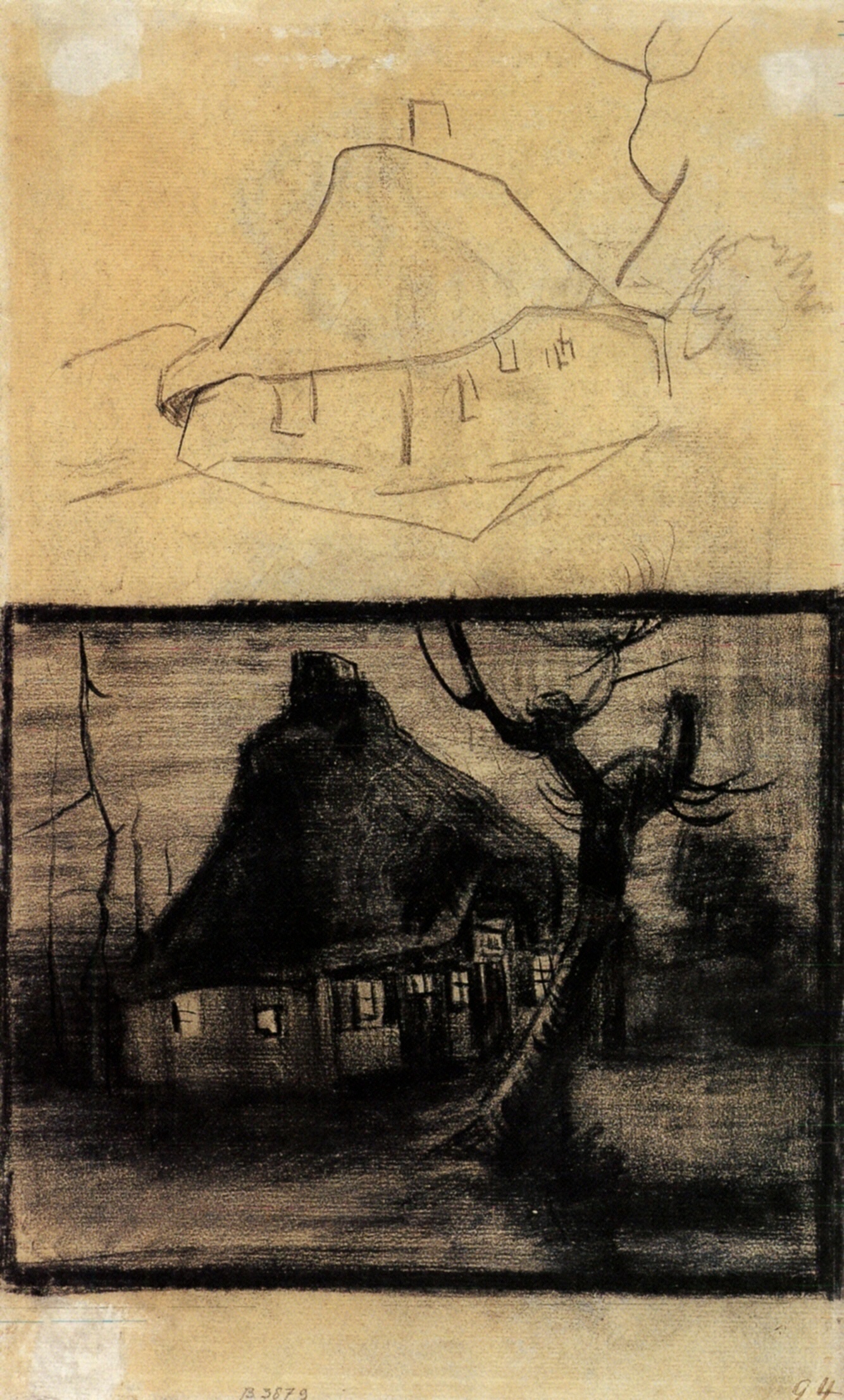 Two Studies of a Cottage (1885) Vincent van Gogh tablo - Dekolata