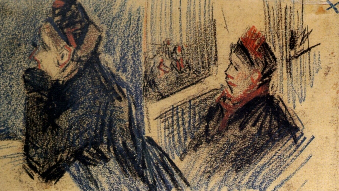 Two Women in a Balcony Box (1885) Vincent van Gogh tablo - Dekolata