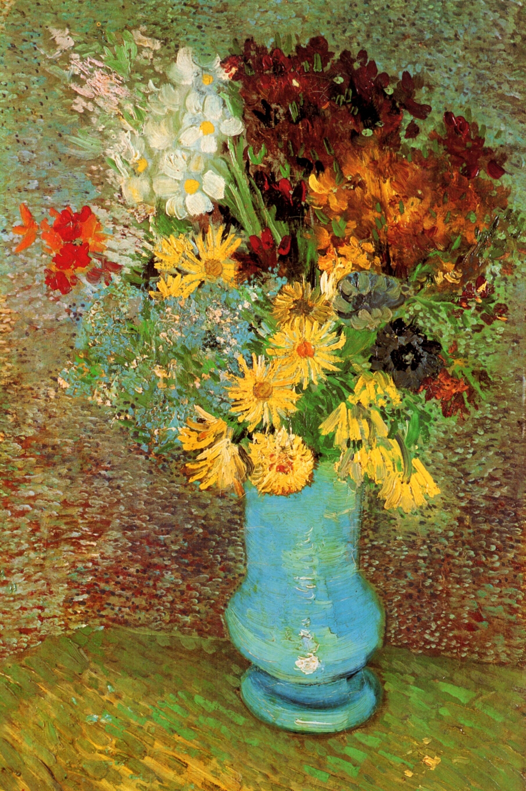 Vase with Daisies and Anemones (1887) Vincent van Gogh tablo - Dekolata