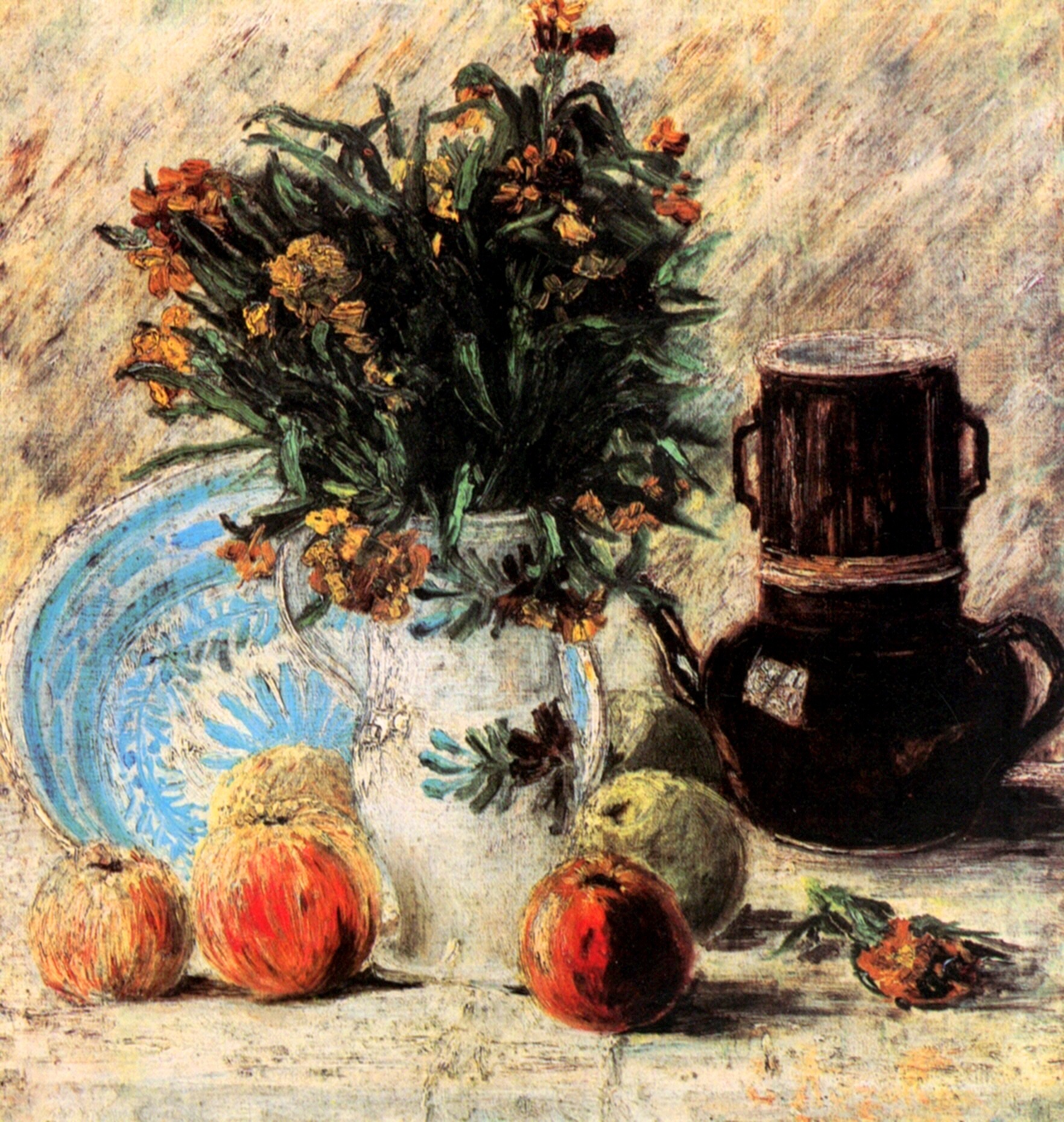 Vase with Flowers, Coffeepot and Fruit (1887) Vincent van Gogh tablo - Dekolata
