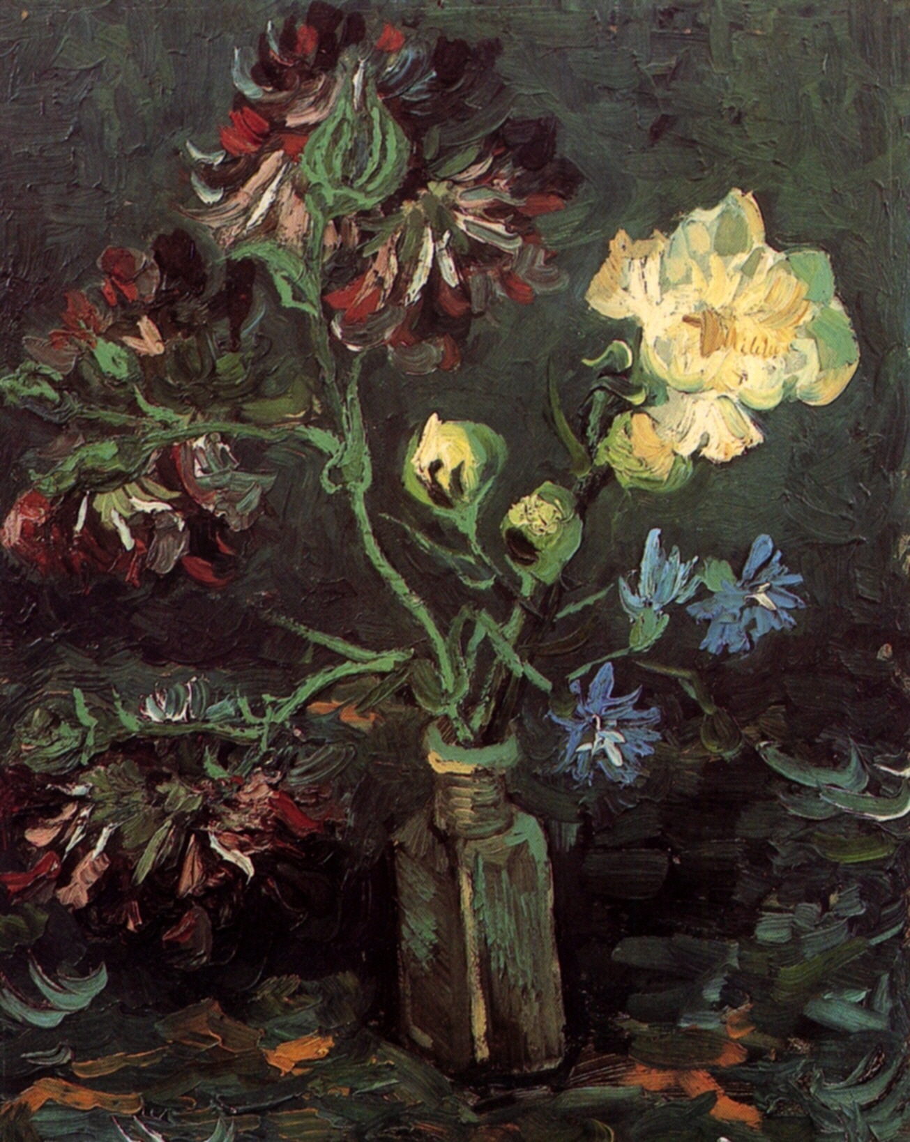 Vase with Myosotis and Peonies (1886) Vincent van Gogh tablo - Dekolata