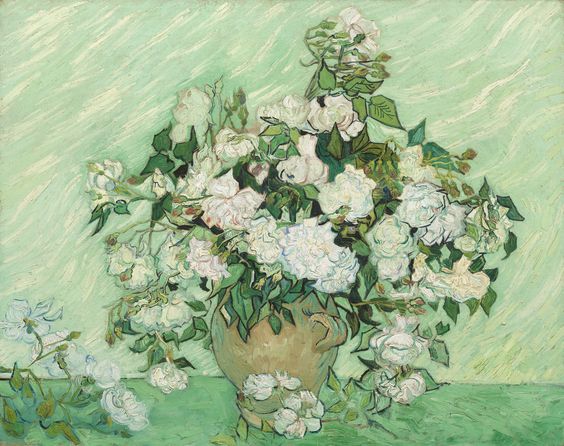 Vase with Pink Roses (1890) Vincent van Gogh tablo - Dekolata