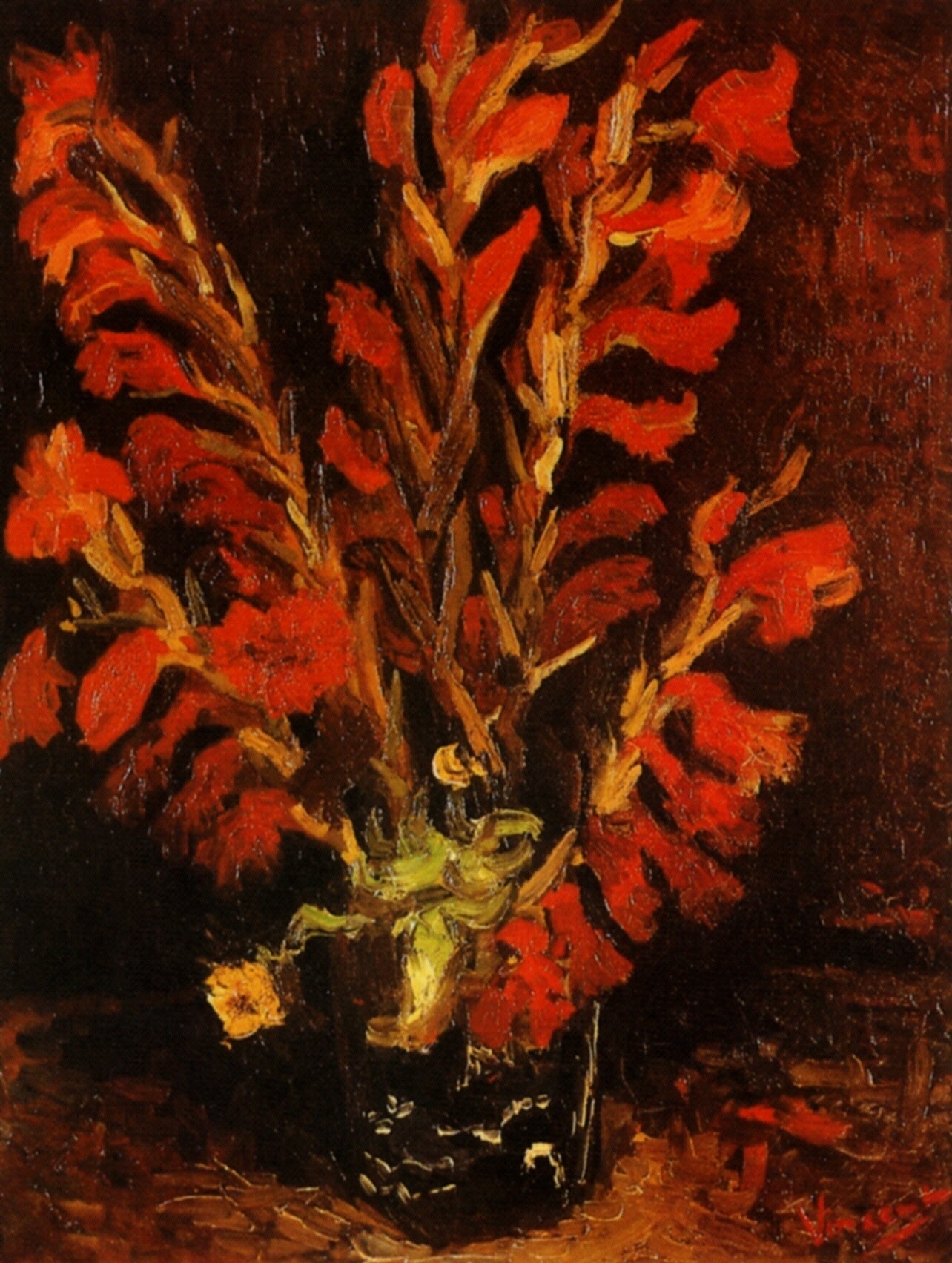 Vase with Red Gladioli (1886) Vincent van Gogh tablo - Dekolata