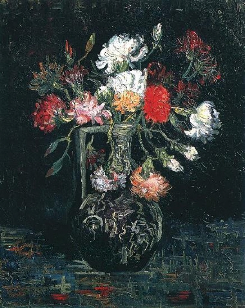 Vase with White and Red Carnations (1887) Vincent van Gogh tablo - Dekolata