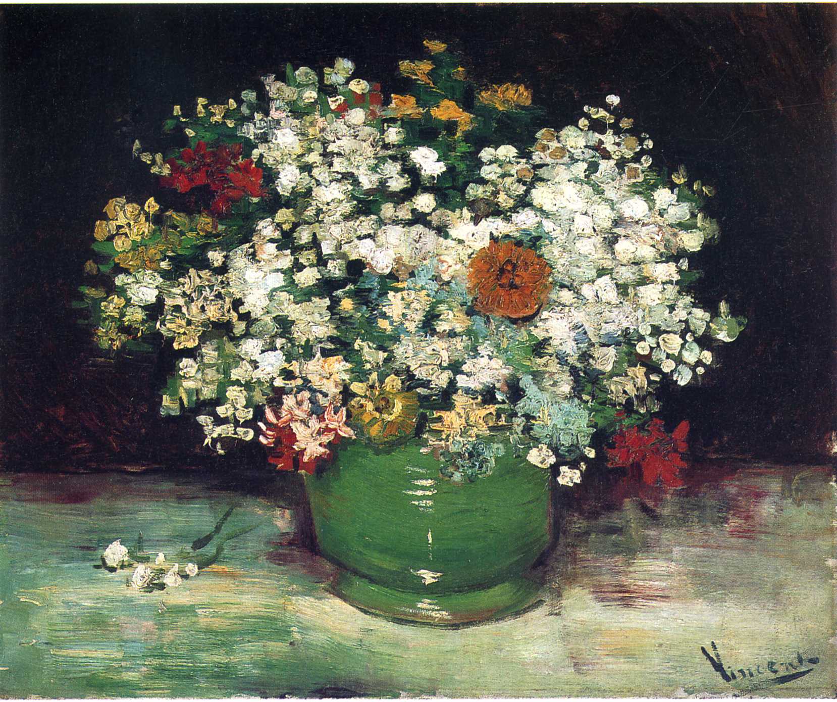 Vase with Zinnias and Other Flowers (1886) Vincent van Gogh tablo - Dekolata